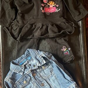 Dora the Explorer Outfit with Jean Jacket 6 to 9 Months Size